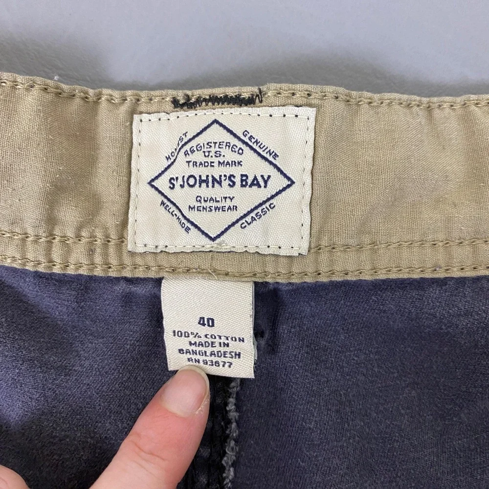 St. Johns Bay Cargo Shorts Men's Size 40 Gray Cotton Twill Outdoor Utility